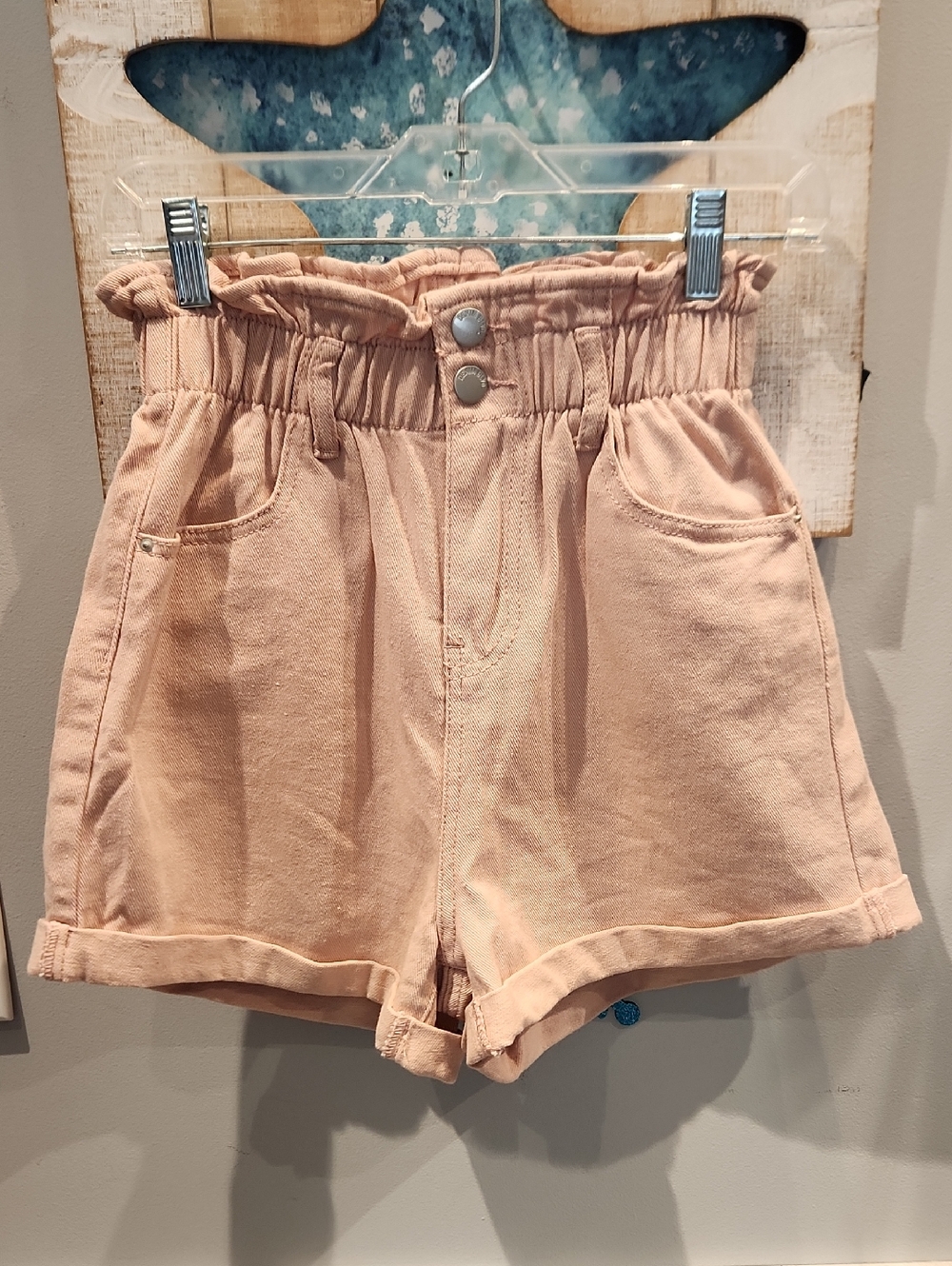 NWT Denim Blvd. High-Rise Paperbag Waist Peach Women’s Shorts Sz S
